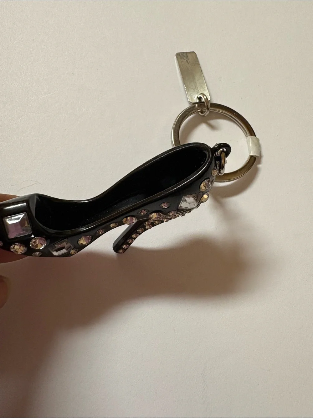 Unbranded Black High Heel red bottom Keychain with Rhinestones
